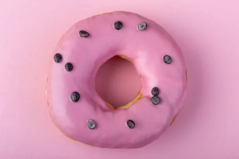 Pink donut background Stock Photos