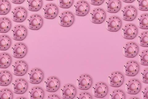 Pink donut background Stock Photos