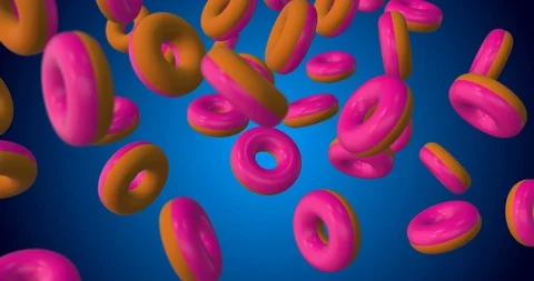 Pink donut falling Stockbeeldmateriaal 88810279