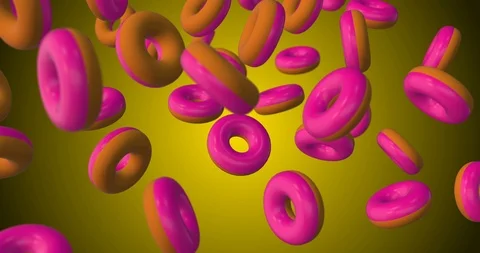 Pink donut falling Stock Footage 88812480