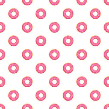 Pink donut pattern creating sweet seamless background Stock Illustration