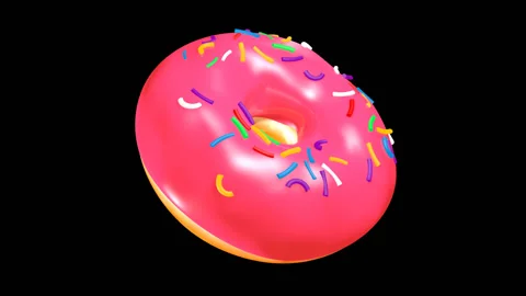Pink Donut Spin Loop Isolated - 3d animation Stock Footage 180938868
