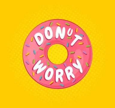 Pink donut with text Stock Illustration
