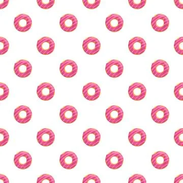 Pink donuts creating a sweet dessert food pattern 스톡 일러스트