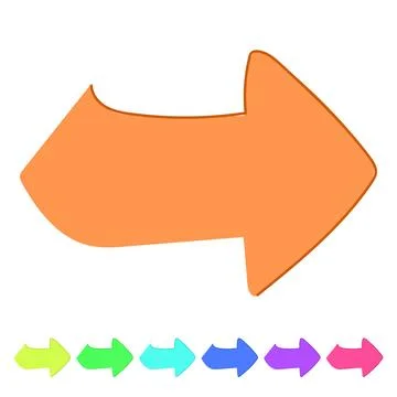 Pink doodle arrow pointing right representing direction graphic Stock Illustration