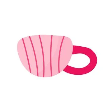 Pink doodle lines coffee cup isolated illustration. Viva magenta pink classic Stock Illustration