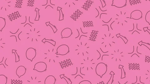 Pink doodle pattern background with lightbulbs speech bubbles arrows Vidéo 331597265
