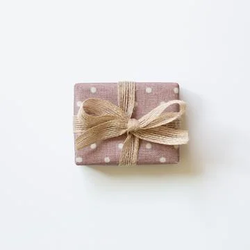 Pink dot pattern gift box isolated on white background Stock Photos