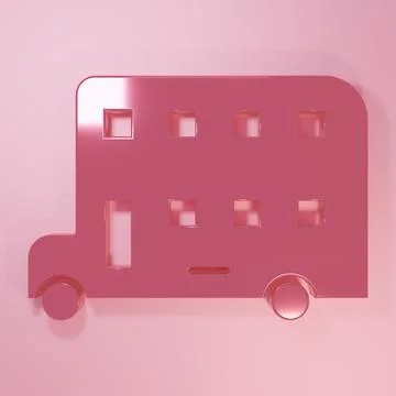 Pink Double decker bus icon isolated on pink background. London classic pas.. Stock Illustration