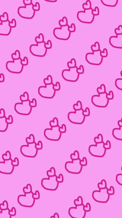 Pink double heart doodle line art seamless pattern on an abstract background Stock Footage 340630761
