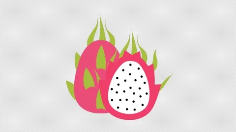 A pink dragon fruit cut in half with green leaves concept animation with al.. Stock Footage 266003852