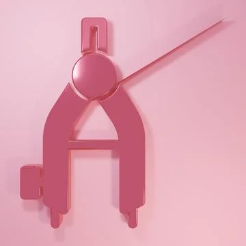 Pink Drawing compass icon isolated on pink background. Compasses sign. Draw.. Stock Illustration