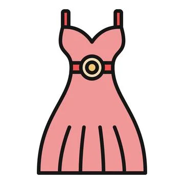 Pink dress vector icon representing fashion and style Stock Illustration