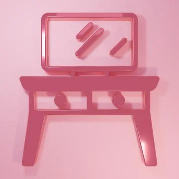 Pink Dressing table icon isolated on pink background. Minimalism concept. 3.. イラスト素材