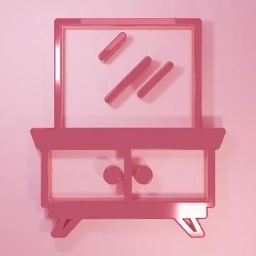 Pink Dressing table icon isolated on pink background. Minimalism concept. 3.. Stock Illustration