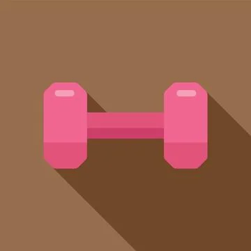 Pink dumbbell casting a long shadow on brown background Stock Illustration