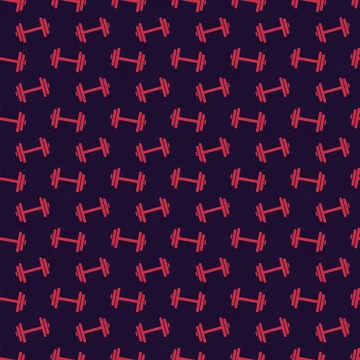 Pink dumbbell seamless pattern purple background. Stock Illustration