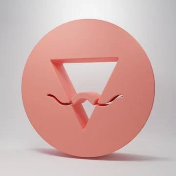 Pink Earth element of the symbol alchemy icon isolated on pink background. .. Illustrazione stock