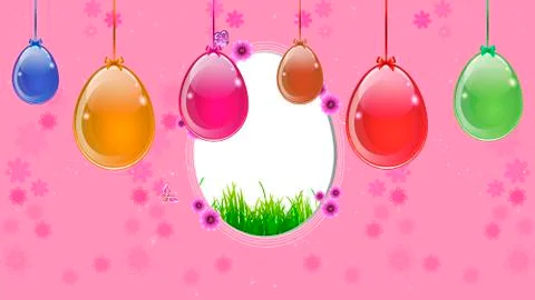 Pink easter background with a hanging egg Stock Illustration