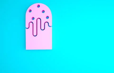 Pink Easter cake icon isolated on blue background. Happy Easter. Minimalism c Stock Illustration