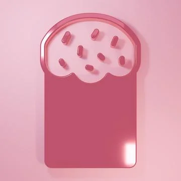 Pink Easter cake icon isolated on pink background. Happy Easter. Minimalism.. Stock Illustration