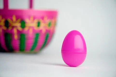 Pink easter egg with basket Stock Photos