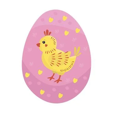 Pink easter egg with chick Stock Illustration