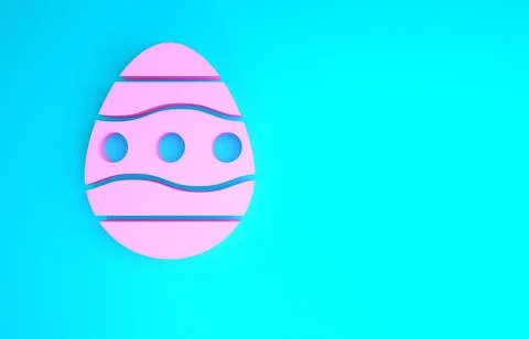 Pink Easter egg icon isolated on blue background. Happy Easter. Minimalism co Stock Illustration