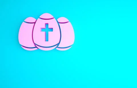 Pink Easter egg icon isolated on blue background. Happy Easter. Minimalism co Stock Illustration