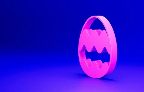 Pink Easter egg icon isolated on blue background. Happy Easter. Minimalism Stock Illustration