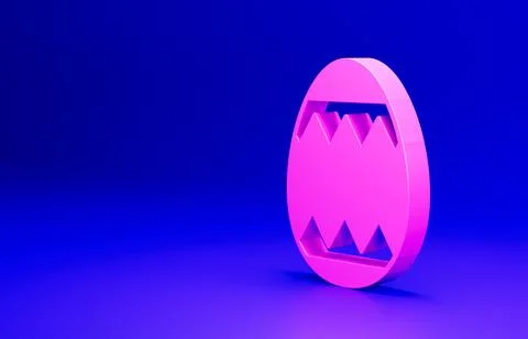 Pink Easter egg icon isolated on blue background. Happy Easter. Minimalism Stock Illustration