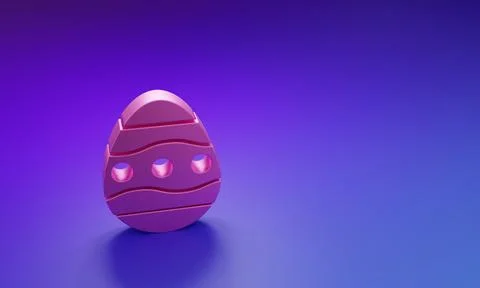 Pink Easter egg icon isolated on purple-blue background. Happy Easter. Mini.. 스톡 일러스트