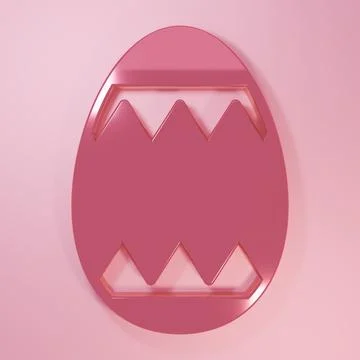 Pink Easter egg icon isolated on pink background. Happy Easter. Minimalism .. Stock Illustration