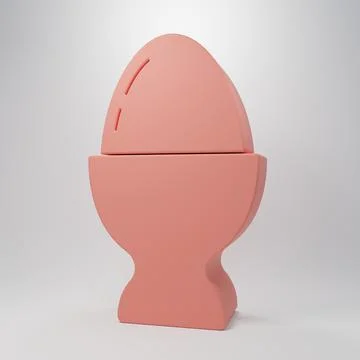 Pink Easter egg on a stand icon isolated on pink background. Happy Easter. .. 스톡 일러스트