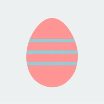 Pink Easter Egg with stripes. Flat Design. Stock Illustration