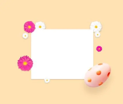 Pink easter eggs and flowers. Background with easter eggs. Stock Photos