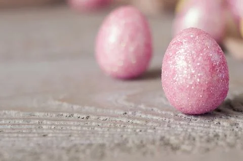 Pink Easter eggs close up Stock Photos