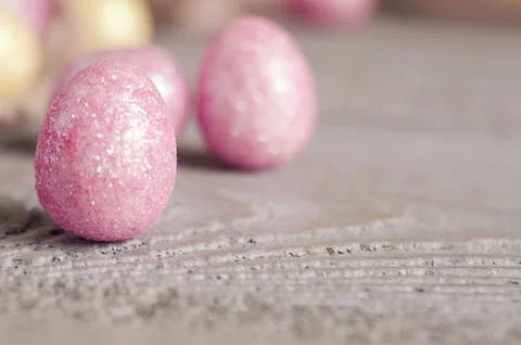 Pink Easter eggs close up Stock Photos