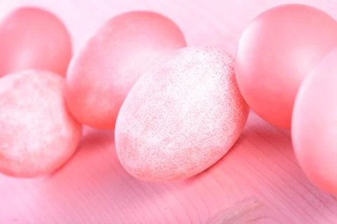 Pink easter eggs on pink background Stock Photos