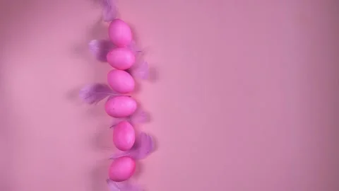 Pink Easter eggs set on pink pastel background. festive spring composition 스톡 동영상 329888909