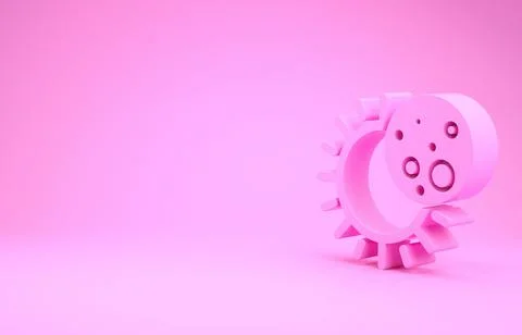 Pink Eclipse of the sun icon isolated on pink background. Total sonar eclipse Stock Illustration