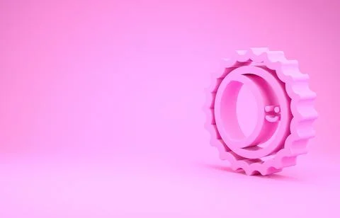 Pink Eclipse of the sun icon isolated on pink background. Total sonar eclipse Stock Illustration