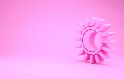 Pink Eclipse of the sun icon isolated on pink background. Total sonar eclipse Ilustração Stock