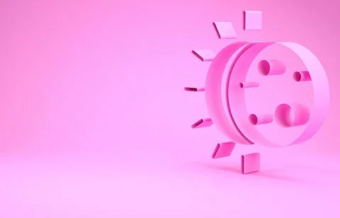 Pink Eclipse of the sun icon isolated on pink background. Total sonar eclipse Stock Illustration