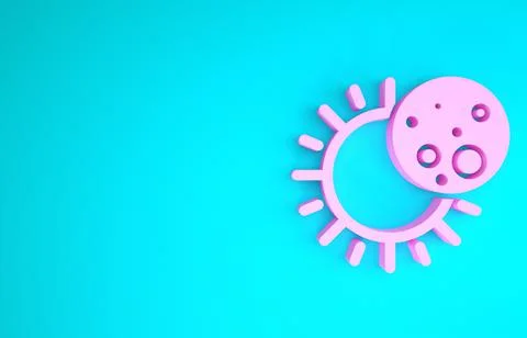 Pink Eclipse of the sun icon isolated on blue background. Total sonar eclipse Stock Illustration
