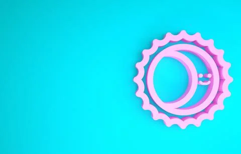 Pink Eclipse of the sun icon isolated on blue background. Total sonar eclipse Stock Illustration