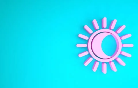 Pink Eclipse of the sun icon isolated on blue background. Total sonar eclipse Stock Illustration