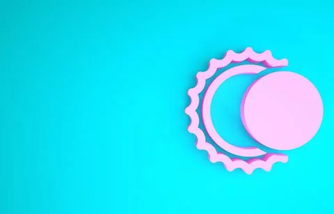 Pink Eclipse of the sun icon isolated on blue background. Total sonar eclipse Stock Illustration