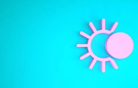 Pink Eclipse of the sun icon isolated on blue background. Total sonar eclipse Illustrazione stock