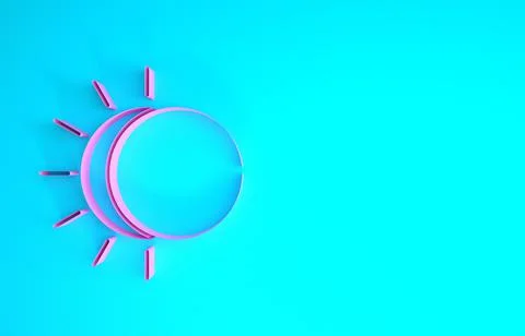 Pink Eclipse of the sun icon isolated on blue background. Total sonar eclipse Stock Illustration